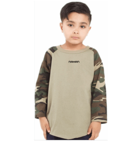 Youth Shaka Three-Quarter Sleeve Camo Raglan T-Shirt